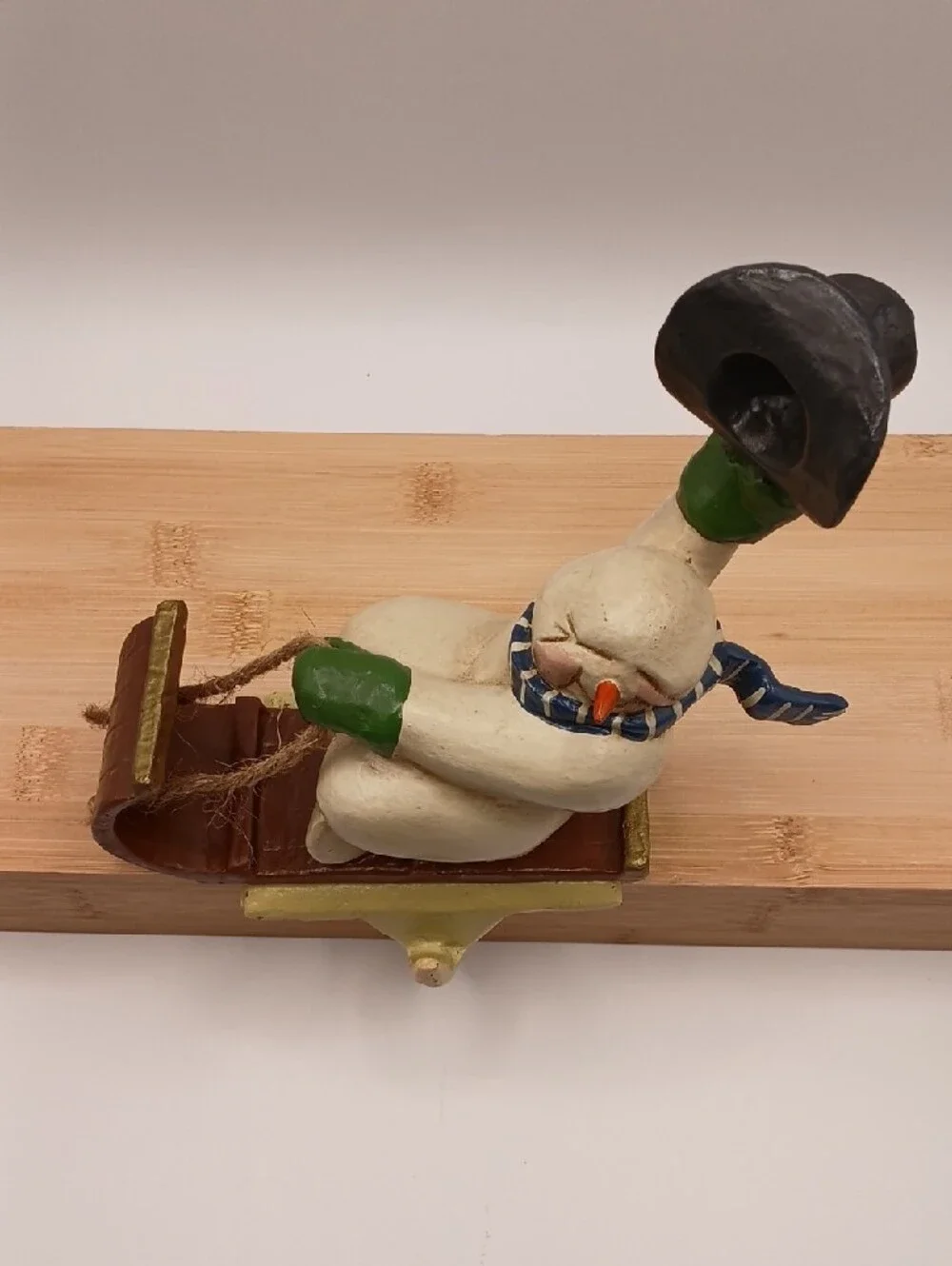 Vintage 2001 Snowman Cowboy Christmas Stocking Hanger